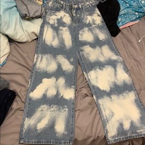 Bleached baggy flare jeans